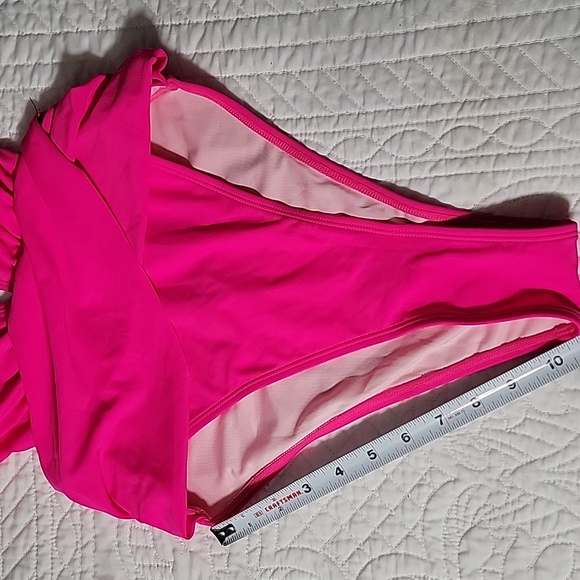 Women's Pink Deep V-Neck Back Cross Ruched High Cut One-Piece Swimsuit - Picture 7 of 15